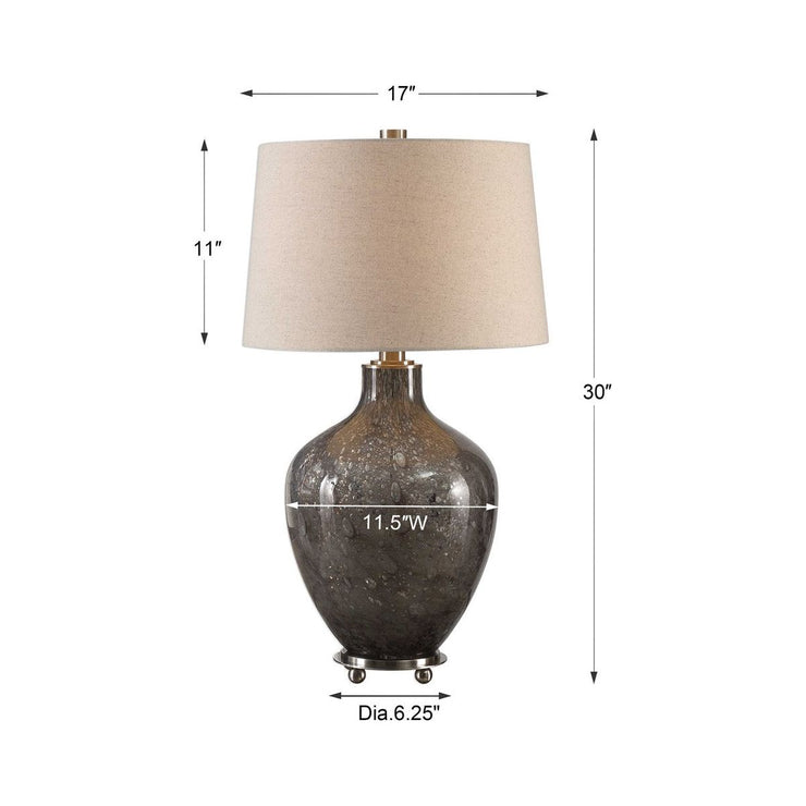 Uttermost Adria Seeded Gray Glass Table Lamp With Oatmeal Linen Shade