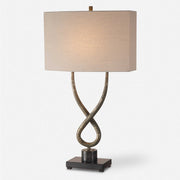 Uttermost Talema Aged Silver Table Lamp With Beige Linen Shade
