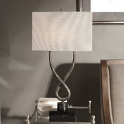 Uttermost Talema Aged Silver Table Lamp With Beige Linen Shade