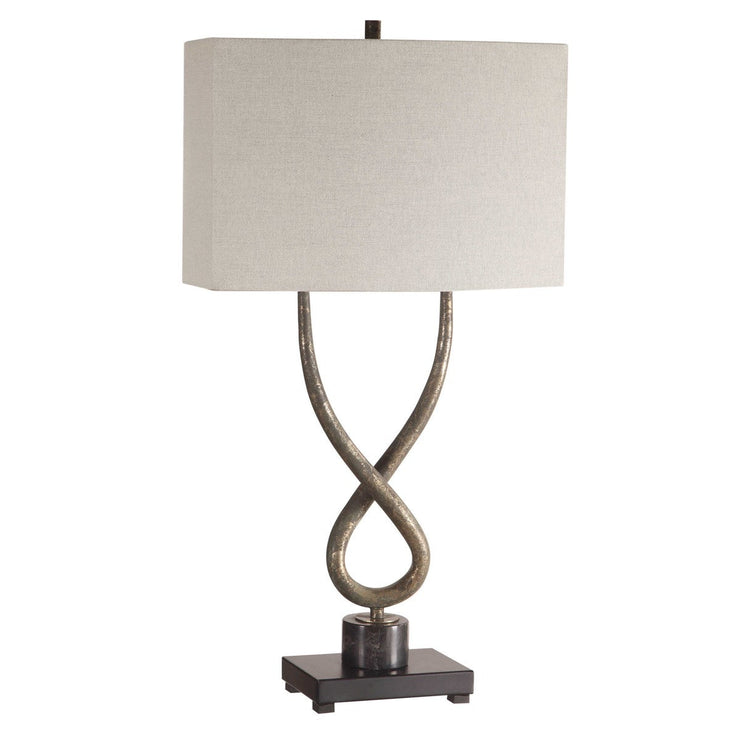 Uttermost Talema Aged Silver Table Lamp With Beige Linen Shade