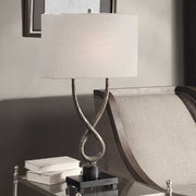 Uttermost Talema Aged Silver Table Lamp With Beige Linen Shade