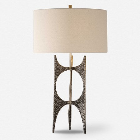 Uttermost Goldia Antiqued Bronze Iron Contemporary Table Lamp With White Linen Shade