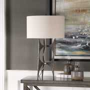 Uttermost Goldia Antiqued Bronze Iron Contemporary Table Lamp With White Linen Shade