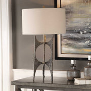 Uttermost Goldia Antiqued Bronze Iron Contemporary Table Lamp With White Linen Shade