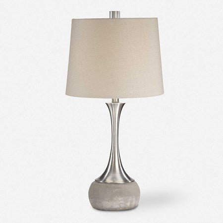 Uttermost Niah Brushed Nickel Table Lamp With Light Gray Linen Shade