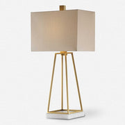 Uttermost Mackean Metallic Gold and Crystal Table Lamp With White Linen Shade