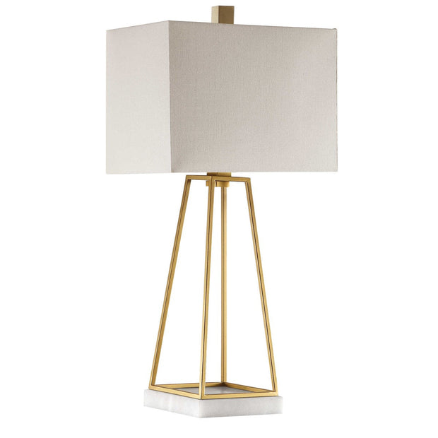 Uttermost Mackean Metallic Gold and Crystal Table Lamp With White Linen Shade