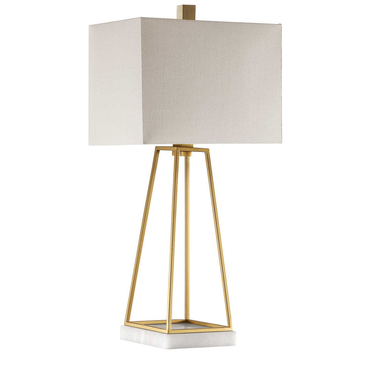 Uttermost Mackean Metallic Gold and Crystal Table Lamp With White Linen Shade
