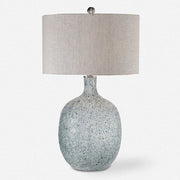 Uttermost Oceaonna Blue Green Glass Table Lamp With Beige Linen Lamp
