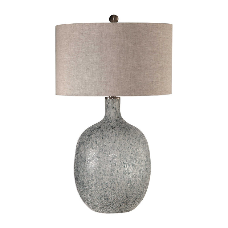 Uttermost Oceaonna Blue Green Glass Table Lamp With Beige Linen Lamp