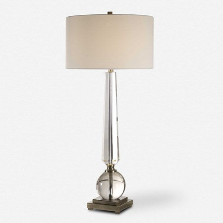 Uttermost Crista Crystal Column Table Lamp With White Linen Shade