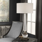 Uttermost Crista Crystal Column Table Lamp With White Linen Shade