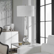 Uttermost Crista Crystal Column Table Lamp With White Linen Shade