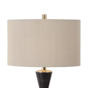 Uttermost Alastair Black Marble and Gold Hourglass Table Lamp With Beige Linen Shade