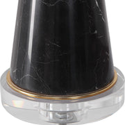 Uttermost Alastair Black Marble and Gold Hourglass Table Lamp With Beige Linen Shade