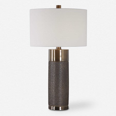 Uttermost Brannock Metallic Golden Bronze Ceramic Table Lamp With Off-White Linen