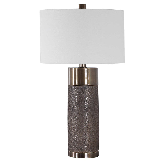 Uttermost Brannock Metallic Golden Bronze Ceramic Table Lamp With Off-White Linen