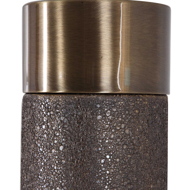 Uttermost Brannock Metallic Golden Bronze Ceramic Table Lamp With Off-White Linen