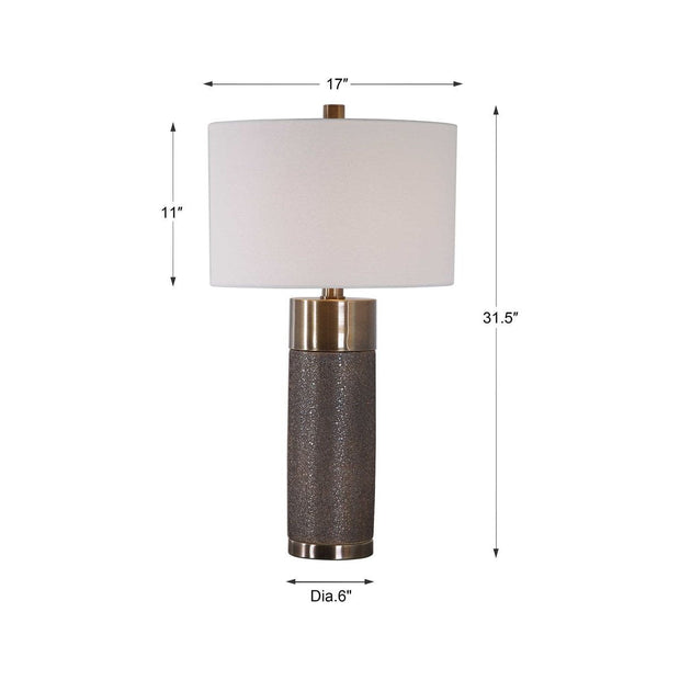 Uttermost Brannock Metallic Golden Bronze Ceramic Table Lamp With Off-White Linen