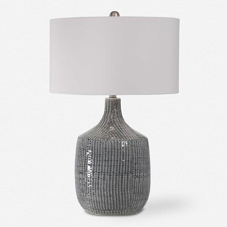 Uttermost Felipe Gray Ceramic Table Lamp With White Linen Shade