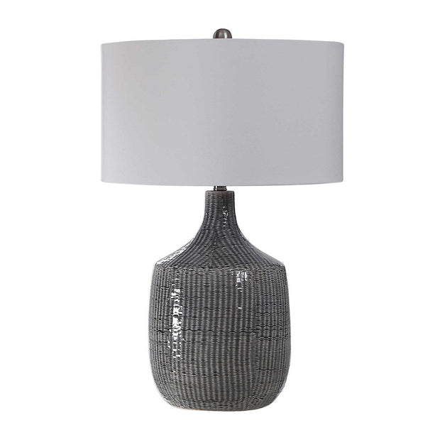 Uttermost Felipe Gray Ceramic Table Lamp With White Linen Shade