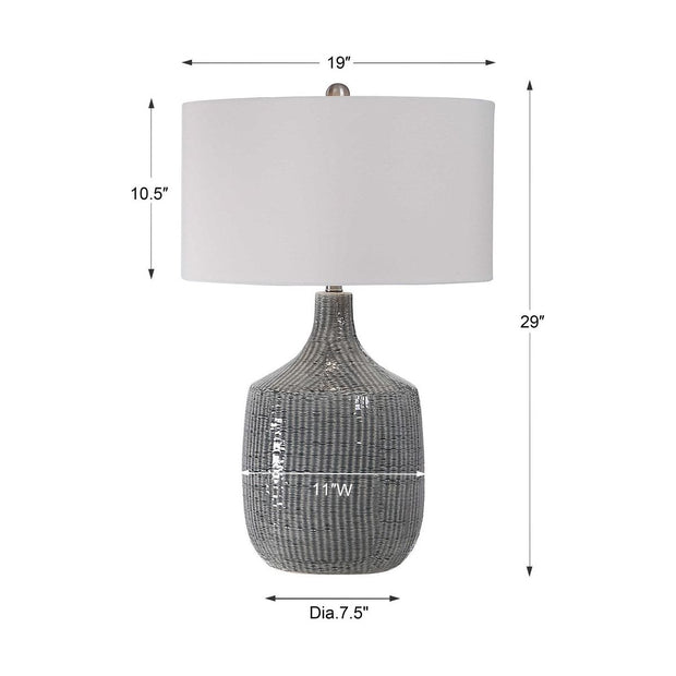 Uttermost Felipe Gray Ceramic Table Lamp With White Linen Shade