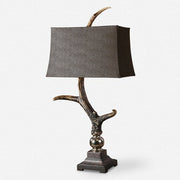 Uttermost Stag Horn Table Lamp With Chocolate Suede Shade