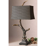 Uttermost Stag Horn Table Lamp With Chocolate Suede Shade
