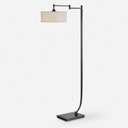 Uttermost Lamine Dark Bronze Floor Lamp With Beige Linen Shade