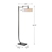 Uttermost Lamine Dark Bronze Floor Lamp With Beige Linen Shade