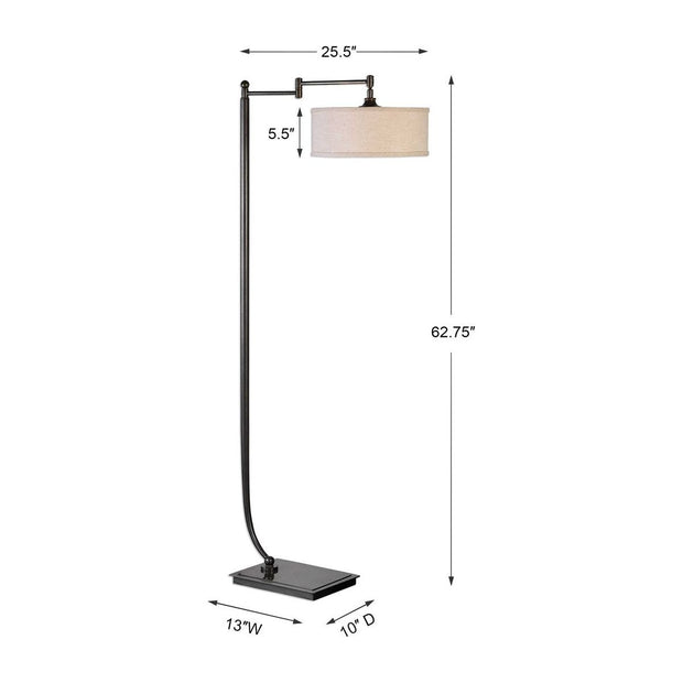 Uttermost Lamine Dark Bronze Floor Lamp With Beige Linen Shade