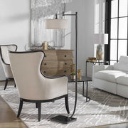 Uttermost Lamine Dark Bronze Floor Lamp With Beige Linen Shade