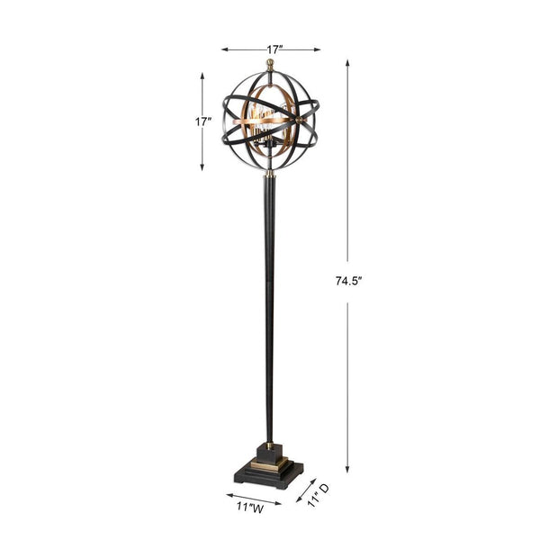 Uttermost Rondure Bronze and Gold Leaf Sphere Floor Lamp