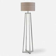 Uttermost Keokee Polished Steel Floor Lamp With Taupe Linen