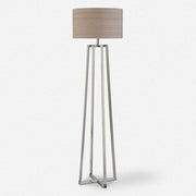 Uttermost Keokee Polished Steel Floor Lamp With Taupe Linen