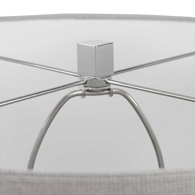 Uttermost Keokee Polished Steel Floor Lamp With Taupe Linen