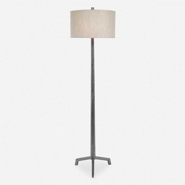 Uttermost Ivor Cast Iron Floor Lamp With Beige Linen Shade