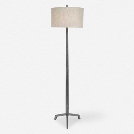 Uttermost Ivor Cast Iron Floor Lamp With Beige Linen Shade