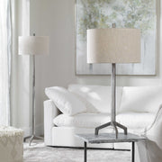 Uttermost Ivor Cast Iron Floor Lamp With Beige Linen Shade