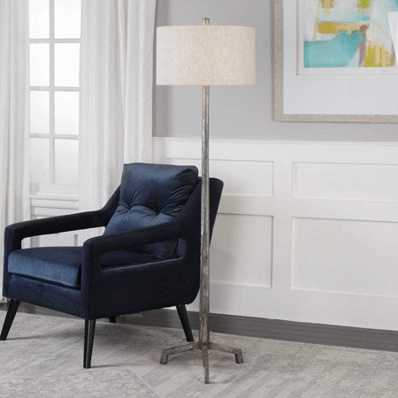 Uttermost Ivor Cast Iron Floor Lamp With Beige Linen Shade