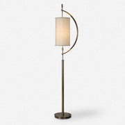 Uttermost Balaour Antique Brass Floor Lamp With Light Beige Linen Shade