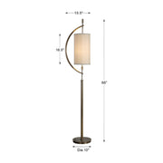 Uttermost Balaour Antique Brass Floor Lamp With Light Beige Linen Shade