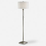 Uttermost Volusia Polished Nickel and Crystal Floor Lamp With White Linen Shade