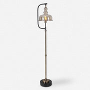 Uttermost Elieser Floor Lamp With Amber Glass Shade