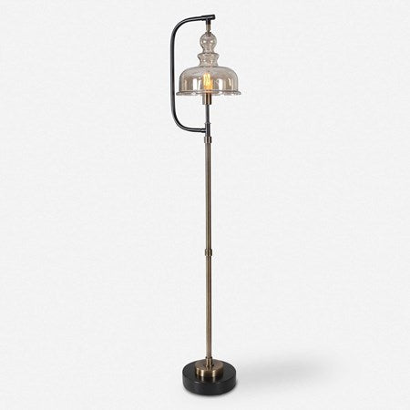 Uttermost Elieser Floor Lamp With Amber Glass Shade