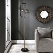 Uttermost Elieser Floor Lamp With Amber Glass Shade