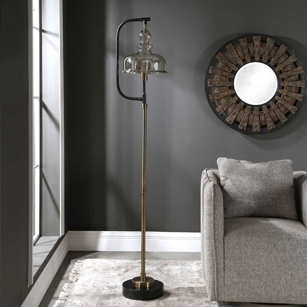 Uttermost Elieser Floor Lamp With Amber Glass Shade