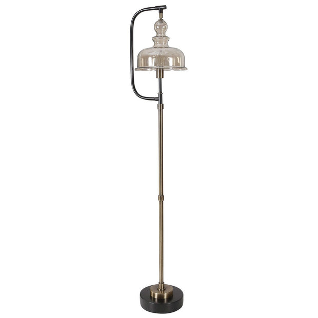 Uttermost Elieser Floor Lamp With Amber Glass Shade