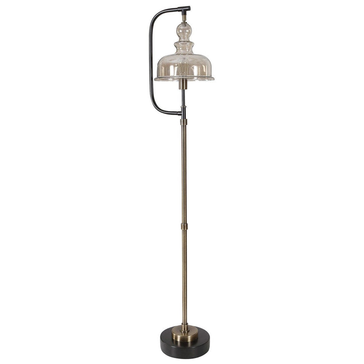Uttermost Elieser Floor Lamp With Amber Glass Shade