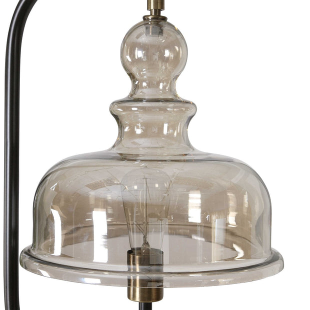 Uttermost Elieser Floor Lamp With Amber Glass Shade